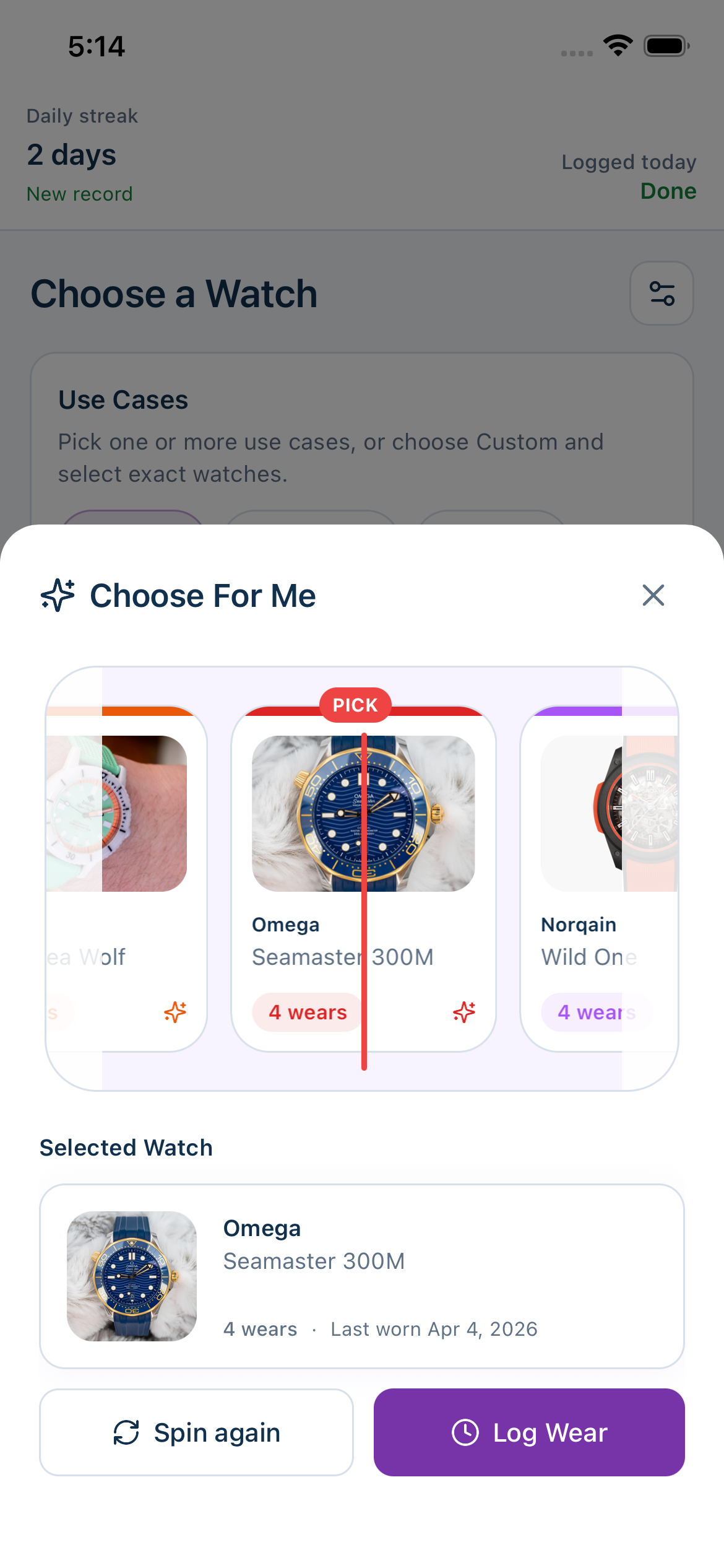 Wristlock choose for me spinner